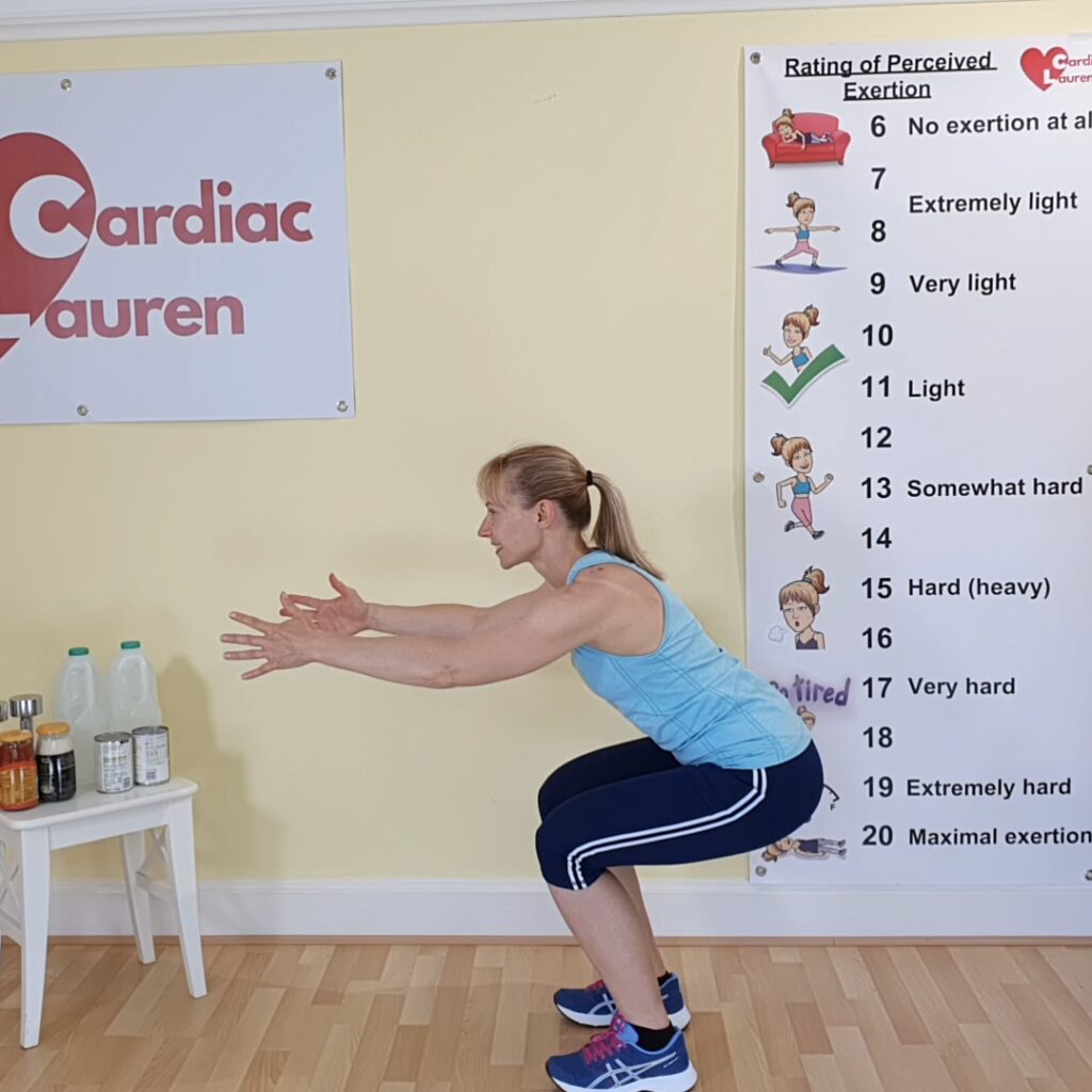 Squat - sit-to-stand - cardiac Lauren - Phase IV Cardiac rehab