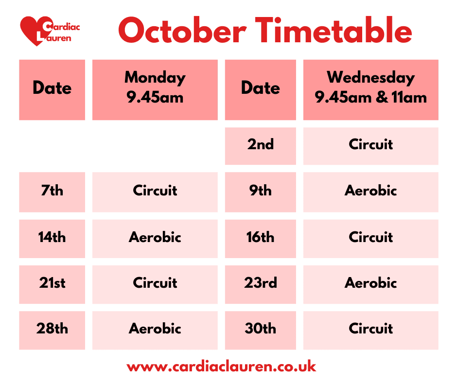 October 2024 - surbiton, surrey face-to-face class timetable